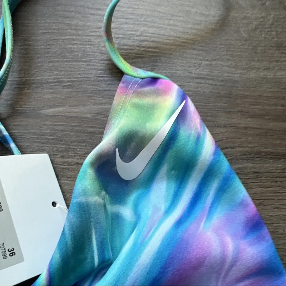 Nike Women's 36 HydraStrong Print Lace Up Tie Back One Piece Swimsuit Blue - Picture 4 of 6
